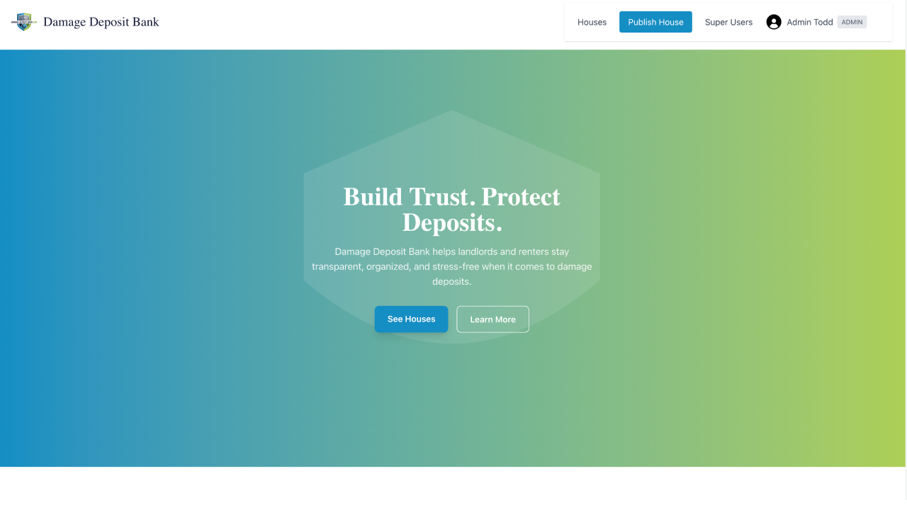 Damage Deposit Holder moderated rental deposit dispute platform screenshot